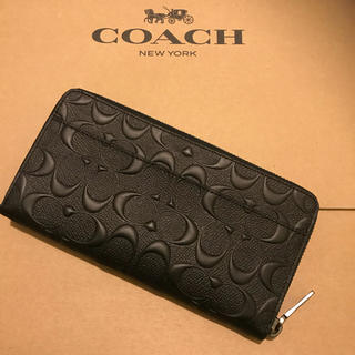 コーチ(COACH)のギフトに！本物 新品 コーチ 人気 シグネチャー ブラック黒 長財布 (長財布)