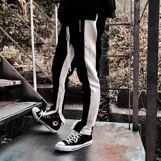 ブラック×ホワイト トラックパンツ Track Pants mnml FOG系(その他)