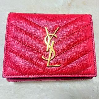 サンローラン(Saint Laurent)の【人気商品】サンローラン 財布 美品 三つ折り レッド ゴールド ロゴ(財布)