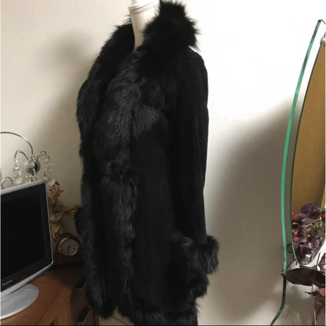 ブルーフォックス スエード ロングコート(黒) レディースのジャケット/アウター(毛皮/ファーコート)の商品写真