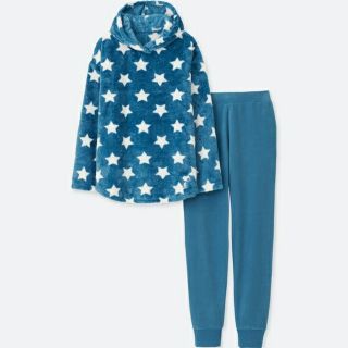 ユニクロ(UNIQLO)の【人気色☆】ユニクロ 新品  ピーナッツ フリースセット パーカ  M  ブルー(ルームウェア)