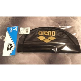 アリーナ(arena)のアリーナ メッシュスイムキャップ Lサイズ ブラック×ゴールド arena(水着)