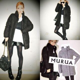 ムルーア(MURUA)の【美品】MURUA　ブークレミドル中綿コート(ダウンコート)