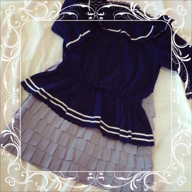 着画あり☆ブルーグレーチュールスカート レディースのスカート(ミニスカート)の商品写真