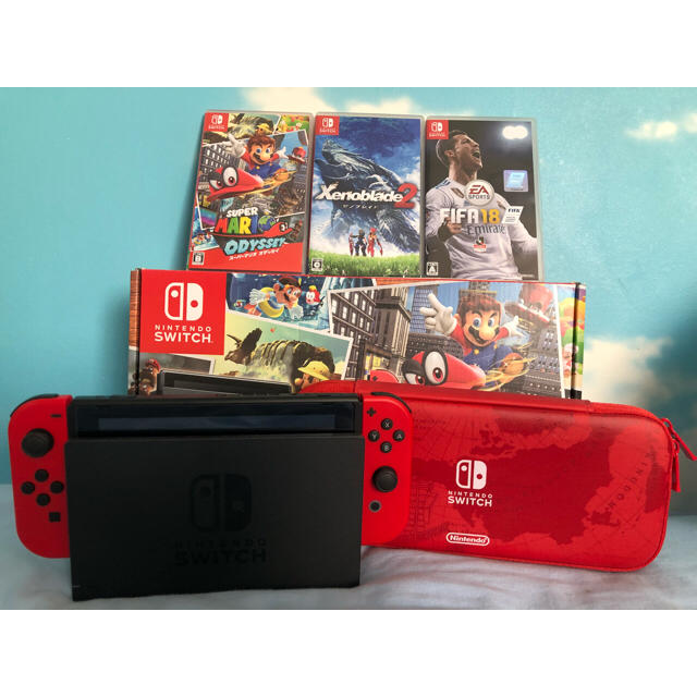 Nintendo Switch(ニンテンドースイッチ)のあるす様専用 Nintendo SWITCH マリオオデッセイ同梱版 セット販売 エンタメ/ホビーのゲームソフト/ゲーム機本体(家庭用ゲーム機本体)の商品写真