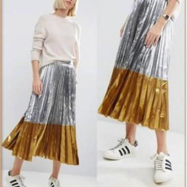 お値下げしました⭐️エイソス☆シルバーマキシプリーツスカート レディースのスカート(ロングスカート)の商品写真