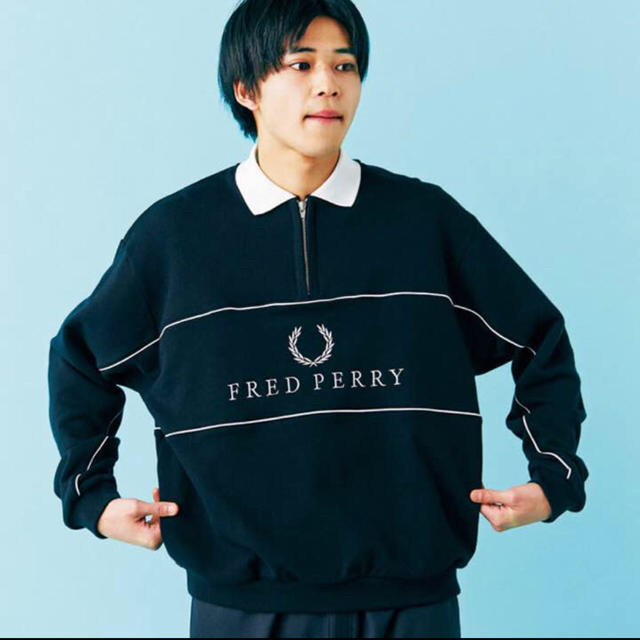 FRED PERRY フレッドペリー ハーフジップスウェット トレーナー 紺 L