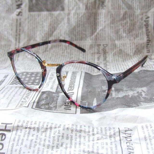丸型伊達メガネ/アート レディースのファッション小物(サングラス/メガネ)の商品写真