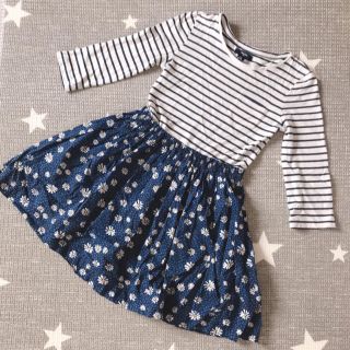 ギャップキッズ(GAP Kids)のGAPkids 花柄ボーダーワンピース 140(ワンピース)