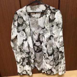 モノトーン花柄シフォンヘムカーデ(カーディガン)