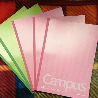 コクヨ(コクヨ)のコクヨ campusノート緑2冊、ピンク3冊　計5冊セット(ノート/メモ帳/ふせん)