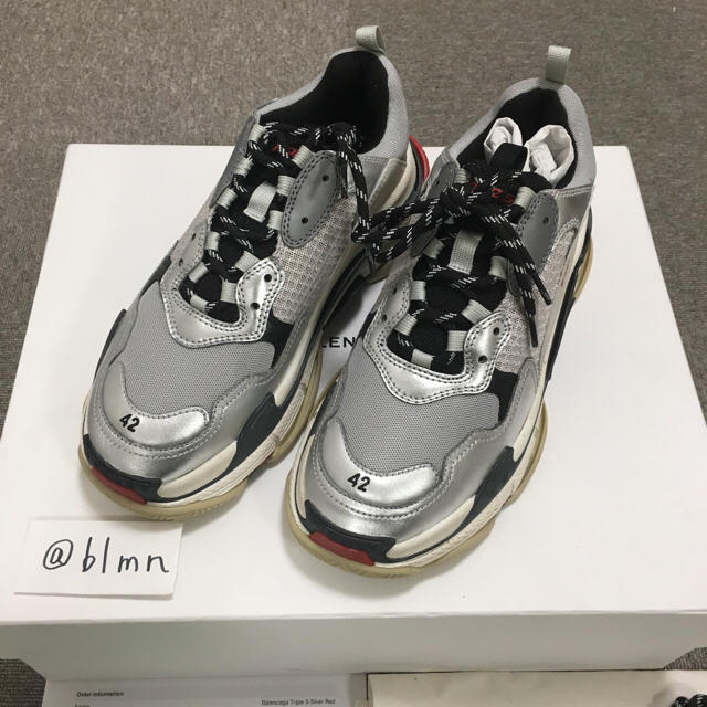 balenciaga triple s red silver