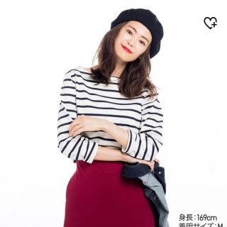 ユニクロ(UNIQLO)の新品同様☆ユニクロボーダートップス☆Mサイズ(カットソー(長袖/七分))