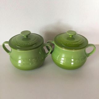 ルクルーゼ(LE CREUSET)の未使用 廃盤 ルクルーゼ スープボウル ２個セットフルーツグリーン(食器)