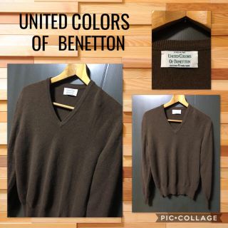 ベネトン(BENETTON)のベネトン   長袖セーター ウール 毛100% リブ付き M～Lぐらい 美品(ニット/セーター)