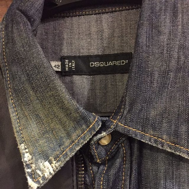 DSQUARED 2 デニムシャツ レザー 切り返し 42 【送料0円】 51.0%OFF ...