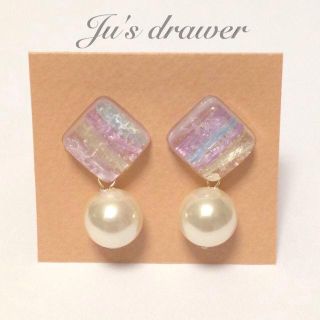 ▷ドロップパーツ×パール◁(ピアス)