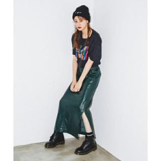 エックスガール(X-girl)の FAUX LEATHER MAXI SKIRT(ロングスカート)