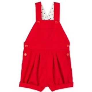 プチバトー(PETIT BATEAU)のプチバトー コットンツイルショート サロペット 赤 新品未使用(その他)