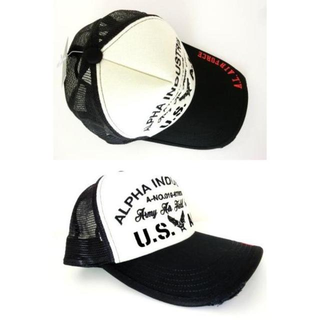 ALPHA INDUSTRIES(アルファインダストリーズ)のALPHA INDUSTRIES アルファ メッシュキャップ ホワイト×ブラック メンズの帽子(キャップ)の商品写真