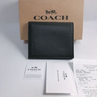 コーチ(COACH)のタグ付き★レザーブラック　二つ折り財布　新品未使用/CM10(折り財布)