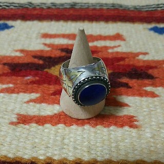 インディアン(Indian)のインディアンジュエリー☆ナバホ族 ヴィンテージ ラピスラズリシルバーリング 指輪(リング(指輪))