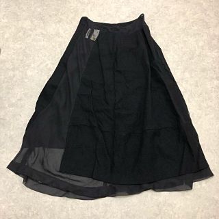 コムデギャルソン(COMME des GARCONS)の大幅値下げ COMME des GARCONS 縮絨 切替 ロングスカート 黒(ロングスカート)