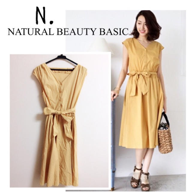 N.Natural beauty basic(エヌナチュラルビューティーベーシック)のN.NATURAL BEAUTY BASIC コットンローンミモレワンピース レディースのワンピース(ひざ丈ワンピース)の商品写真