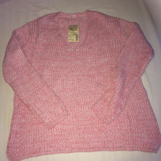 ムジルシリョウヒン(MUJI (無印良品))の無印良品 オーガニックコットン畦編みセーター、ピンク サイズL(ニット/セーター)