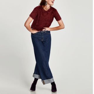 ザラ(ZARA)の【未着用】【ZARA 2017AW品】フェイクファー付きトップス(カットソー(半袖/袖なし))