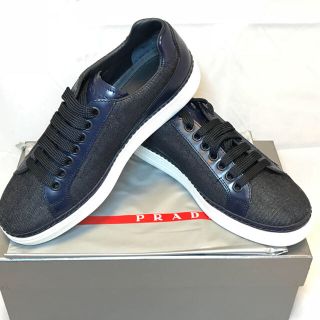 プラダ(PRADA)の新品 本物 PRADA プラダ デニム レザー スニーカー(スニーカー)