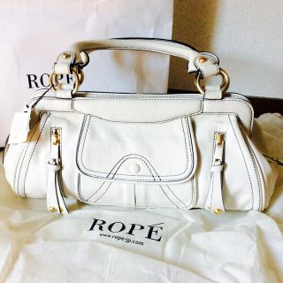 ロペ(ROPE’)のお値下げ 美品 タグ付き 未使用 ロペ 本革 ボストンバッグ ホワイト(ボストンバッグ)