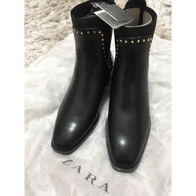 ZARA  新品未使用 スタッズ サイドゴア ブーツ 39