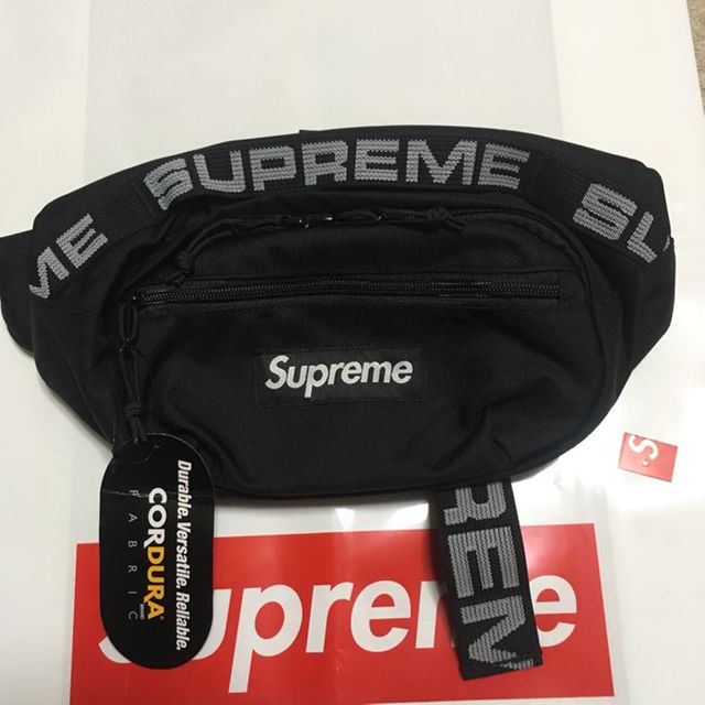 メンズ【送料込】supreme waist bag black