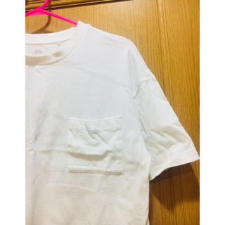 ジーユー(GU)の胸ポケット付き 白Tシャツ (半袖)(Tシャツ(半袖/袖なし))