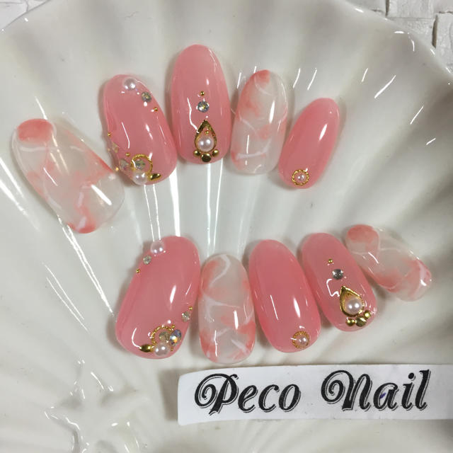 タイダイ コーラルピンク ネイルチップの通販 By Peco Nail ラクマ