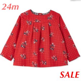 プチバトー(PETIT BATEAU)の《お値下げ》新品 プチバトー♡ チュビックフラワープリントブラウス 24m(シャツ/カットソー)