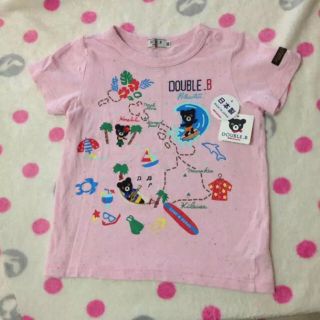 ダブルビー(DOUBLE.B)の新品★ミキハウス.ダブルB★ハワイアン刺繍半袖Tシャツ90♡ピンク(Tシャツ/カットソー)