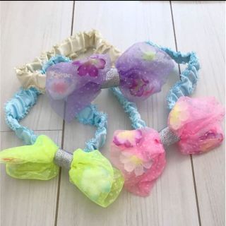 フェフェ(fafa)のfafa♡ヘアバンド リボン チュール 造花 花 ヘアアクセ カチューム 美品(その他)