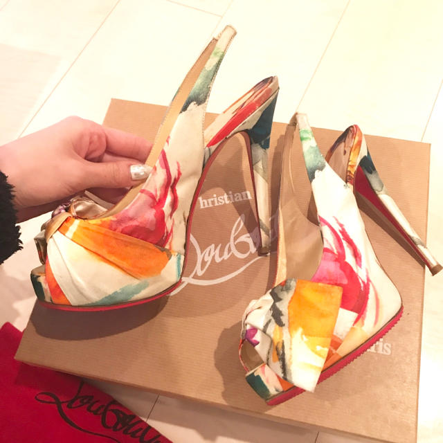 値下げ☆christianlouboutin ♡花柄 ハイヒール ミュール ♡靴