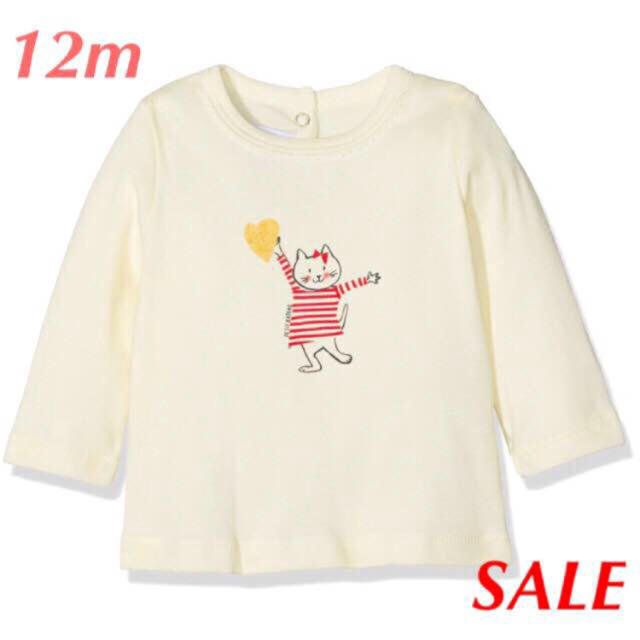 PETIT BATEAU(プチバトー)の☆SALE☆ 新品 プチバトー♡ 裏起毛プリントカットソー ねこ 12m 74 キッズ/ベビー/マタニティのベビー服(~85cm)(シャツ/カットソー)の商品写真