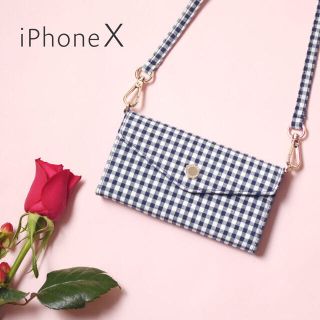 サミールナスリ(SMIR NASLI)のiPhoneX♡SmirNasli ギンガムチェックモバイルケース♡ネイビー(iPhoneケース)