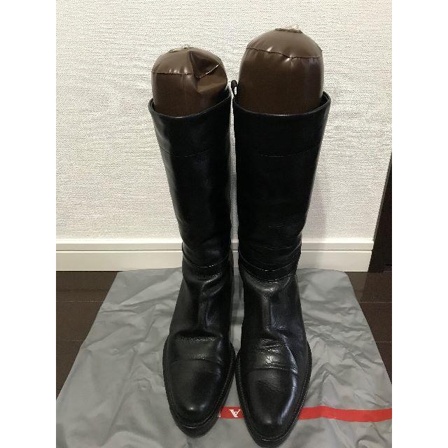 PRADA(プラダ)の●8.3万プラダ高級ライン総カーフレザージップショートブーツ黒●良好美品 レディースの靴/シューズ(ブーツ)の商品写真