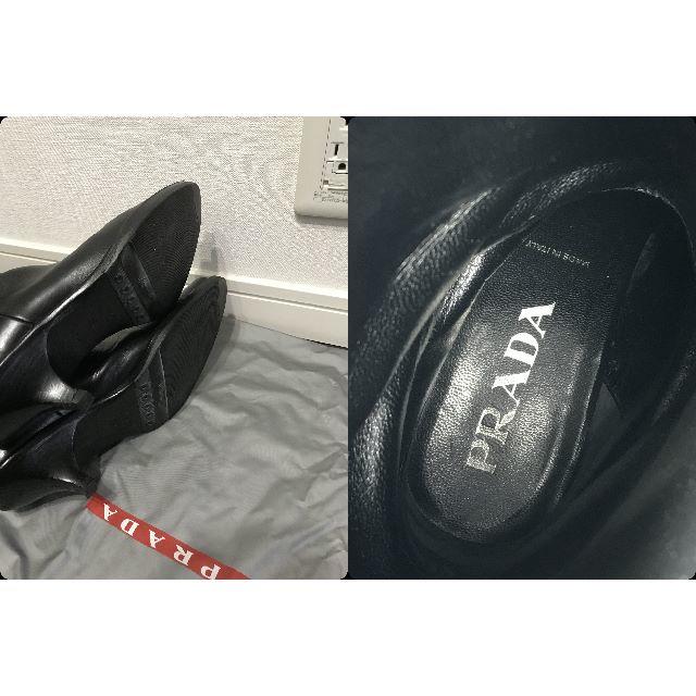 PRADA(プラダ)の●8.3万プラダ高級ライン総カーフレザージップショートブーツ黒●良好美品 レディースの靴/シューズ(ブーツ)の商品写真