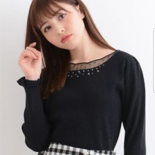 マジェスティックレゴン(MAJESTIC LEGON)のマジェスティックレゴン♡ドットチュールスカラップニット(ニット/セーター)