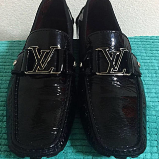 ルイヴィトン 靴 ドライビングシューズ  メンズ サイズ8 1/2 ブラック レザー LOUIS VUITTON  | シューズ ブランド ファッション ビジネス シンプル 黒 靴 ABランク