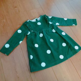 ザラキッズ(ZARA KIDS)のzara baby＊今季完売ダークグリーン水玉ドットワンピース◡̈⃝⋆*(ワンピース)