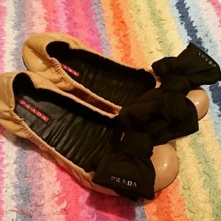 プラダ(PRADA)のnori様PRADA リボン フラット バレエシューズ(バレエシューズ)