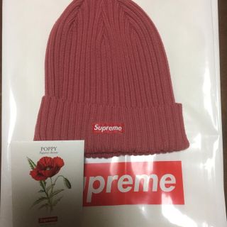 シュプリーム(Supreme)のsupreme 18ss overdyed ribbed beanie ピンク(ニット帽/ビーニー)