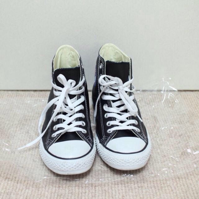 CONVERSE(コンバース)のコンバース♡黒レザー レディースの靴/シューズ(スニーカー)の商品写真